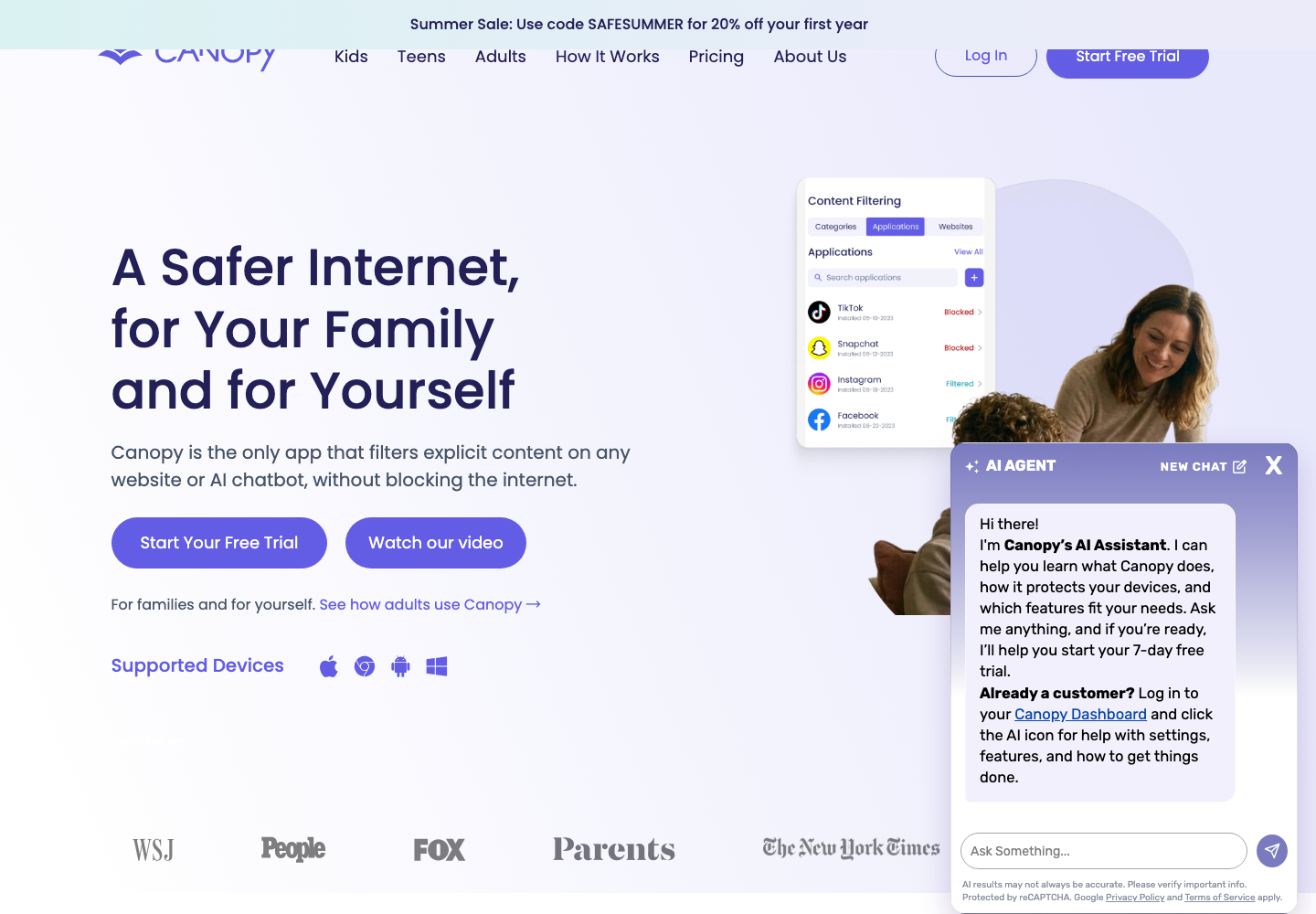 Canopy homepage screenshot
