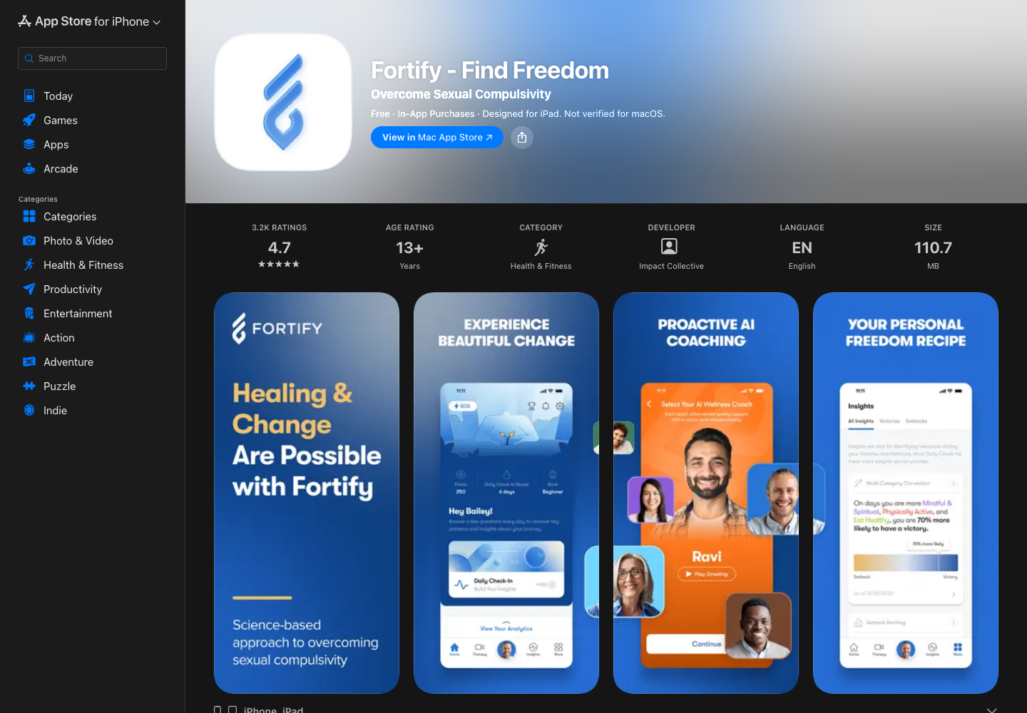 Fortify App Store screenshot