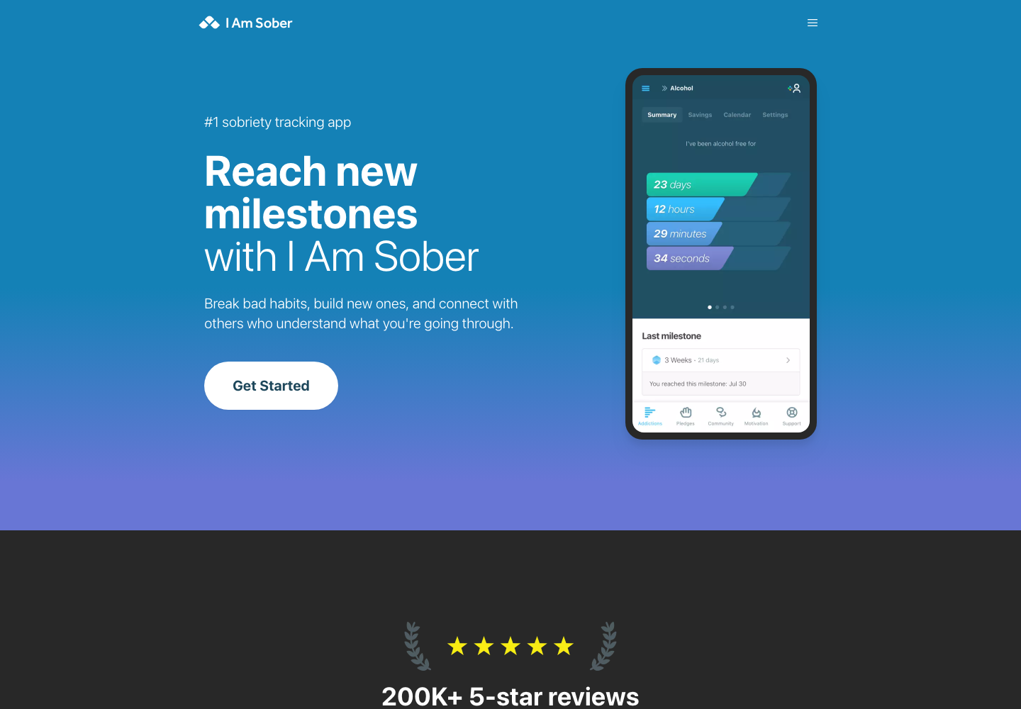 I Am Sober homepage screenshot